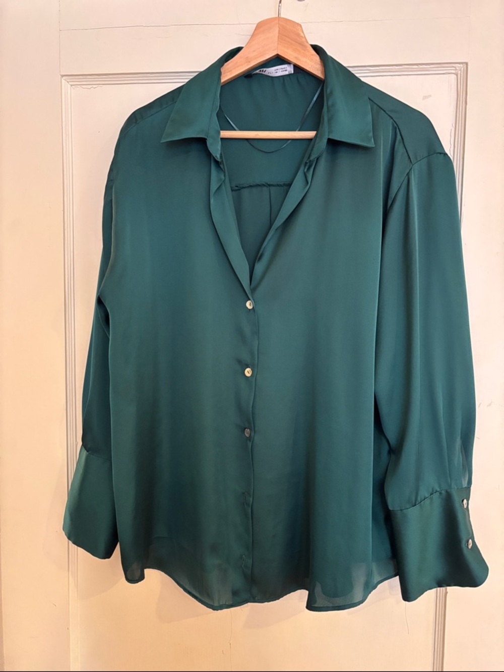 Zara Emerald Green Button-Down Blouse